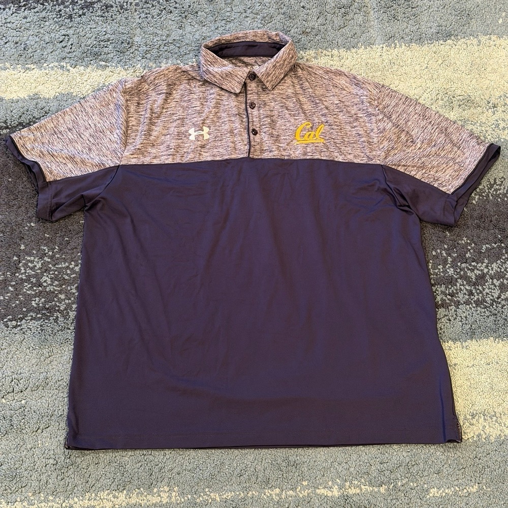 UC Berkeley Cal Golden Bears Polo Shirt XL Blue Gray Under Armour Official